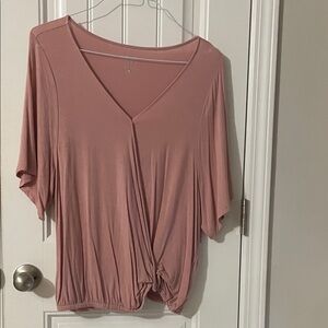 Soho Blush V-Neck Twist Blouse